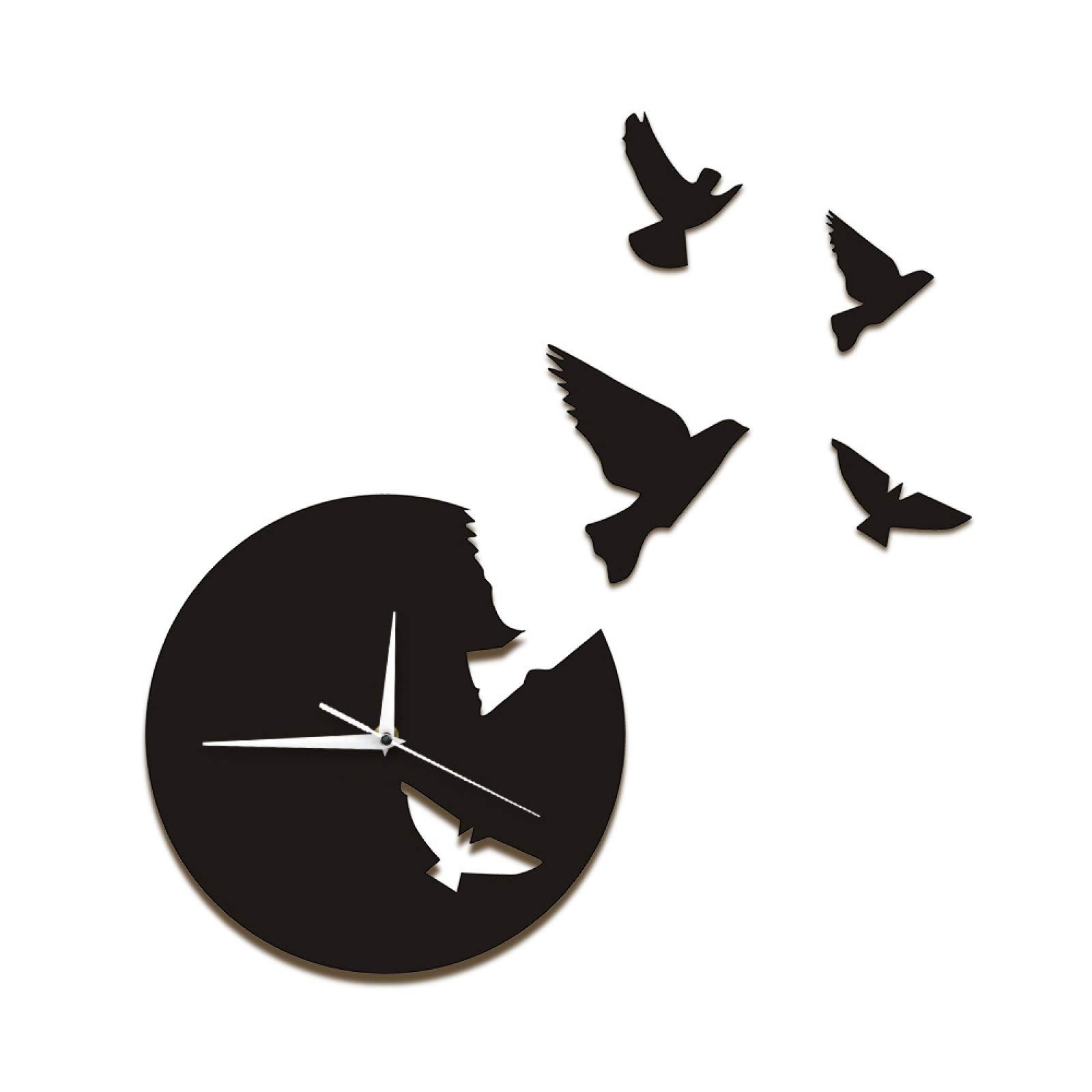 Xinxin Wall Clock Time Flies Animals Clock Flying Birds Wall Clock Decorative Birds Wall Art Clock Birds Watch Nature Flying Wall Home Decor
