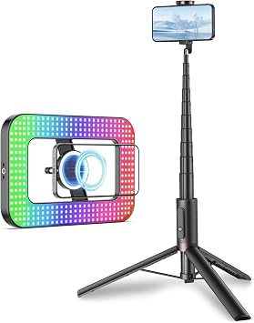 TONEOF 67 Cell Phone Selfie Stick Tripod Bundle with 448 LED RGB Magnetic Selfie Light for Magsafe/Phones/Video Recording/Makeup/Photos
