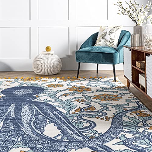 nuLOOM Thomas Paul Printed Flatweave Cotton Giant Octopus Runner Rug, 2