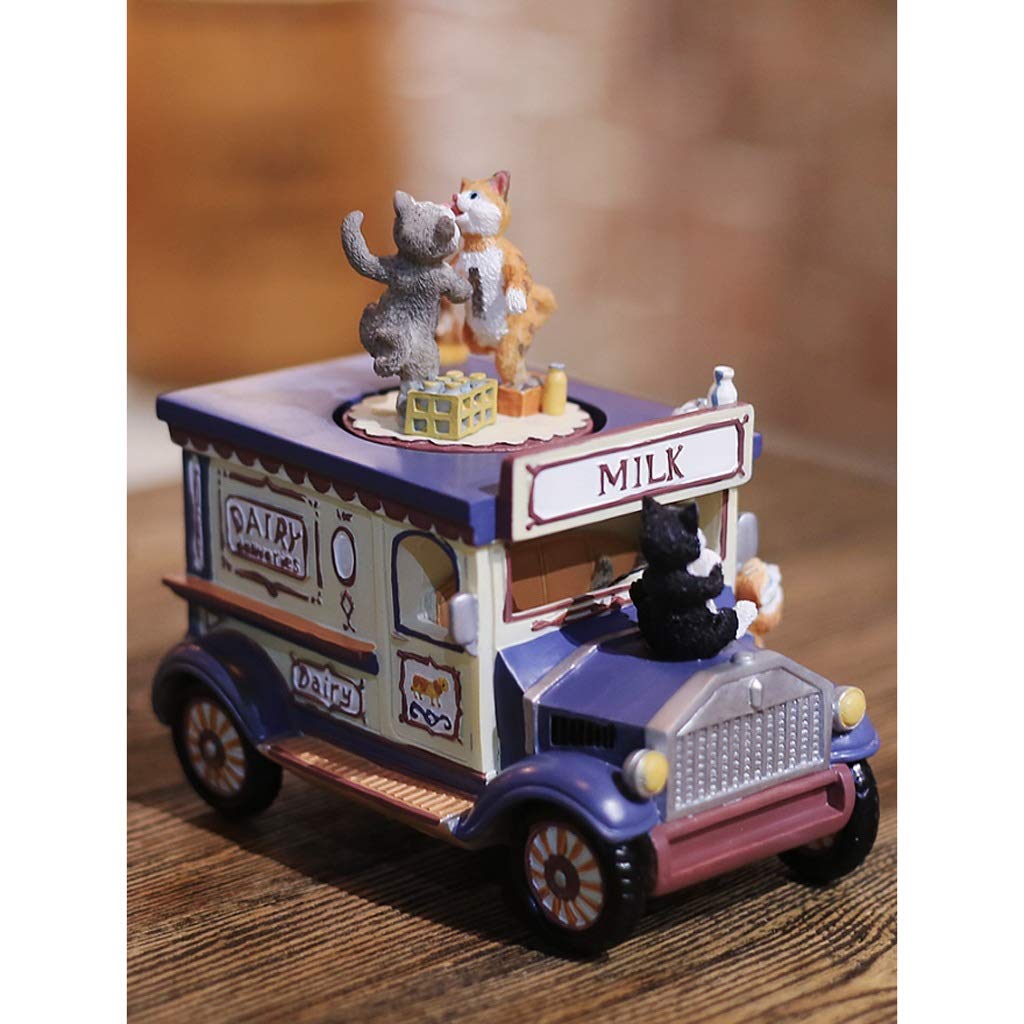 Boîte À Musique Cadeau De Noël Boîte musicale mignonne, boîte musicale de chat, boîtes de musique de chariot de lait, boîte de musique en résine, boîte de musique rétro, boîte de musique de décoration