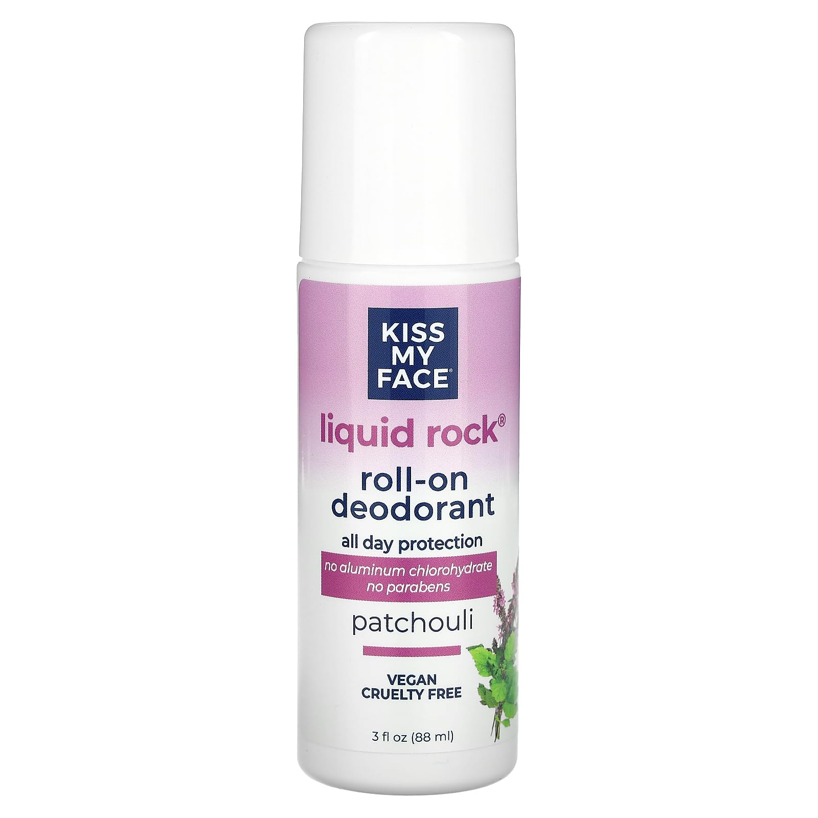 Kiss My Face Paraben Free Liquid Rock Roll-On Deodorant, Patchouli - 3 oz - 2 pk