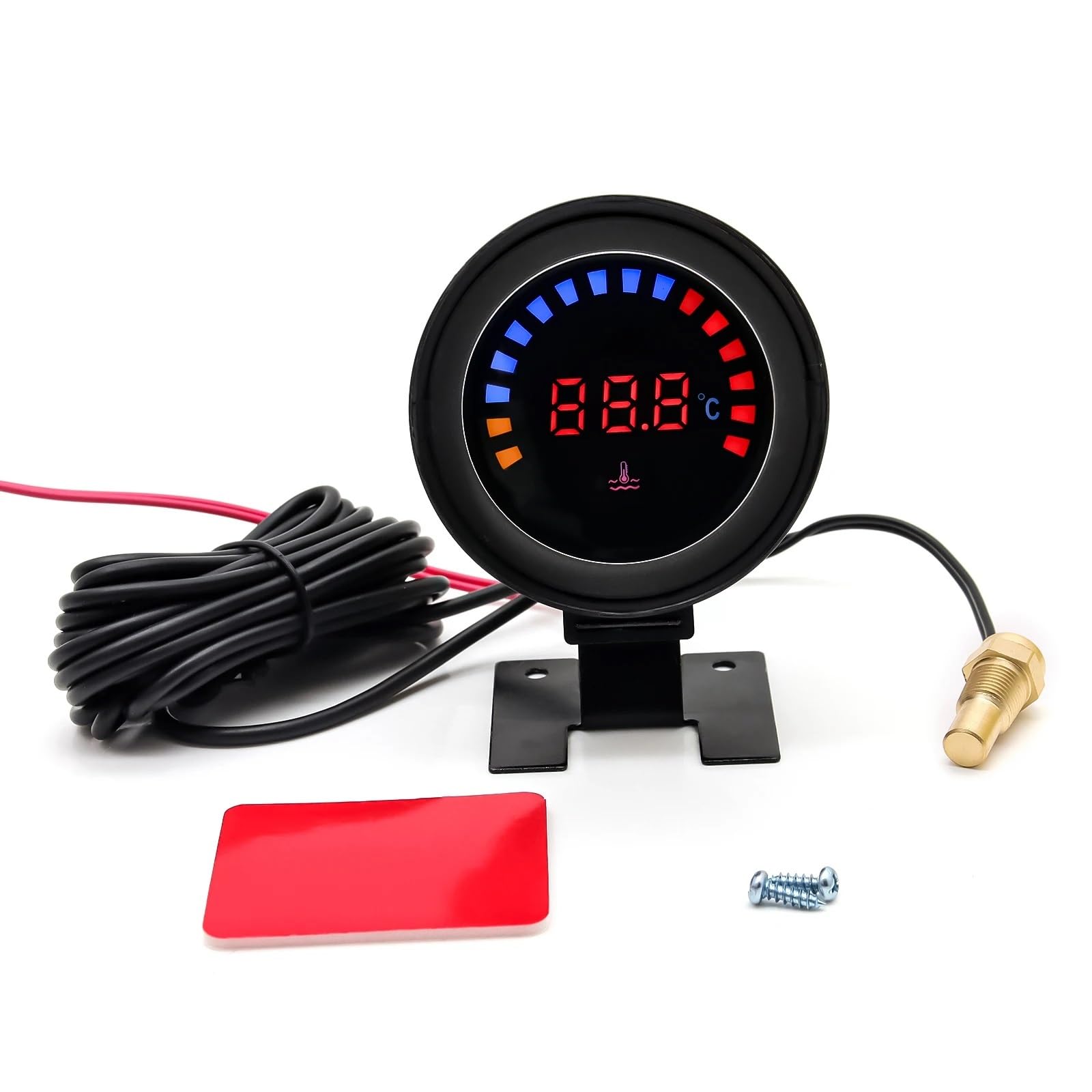 Tachimetro rpm moto Misuratore Temperatura Dell'acqua Automatico Da 52 Mm, Termometro Digitale Universale Sensore Temperatura Dell'acqua, Adattatore 1/8NPT 26-40 Mm, 12 V