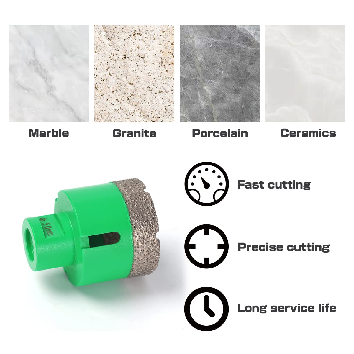 Snowtaros Diamond 6-piece SAW_BLADE set for Marble Fast drilling speed, Round hole without gap, Portable, Compact - Image 4