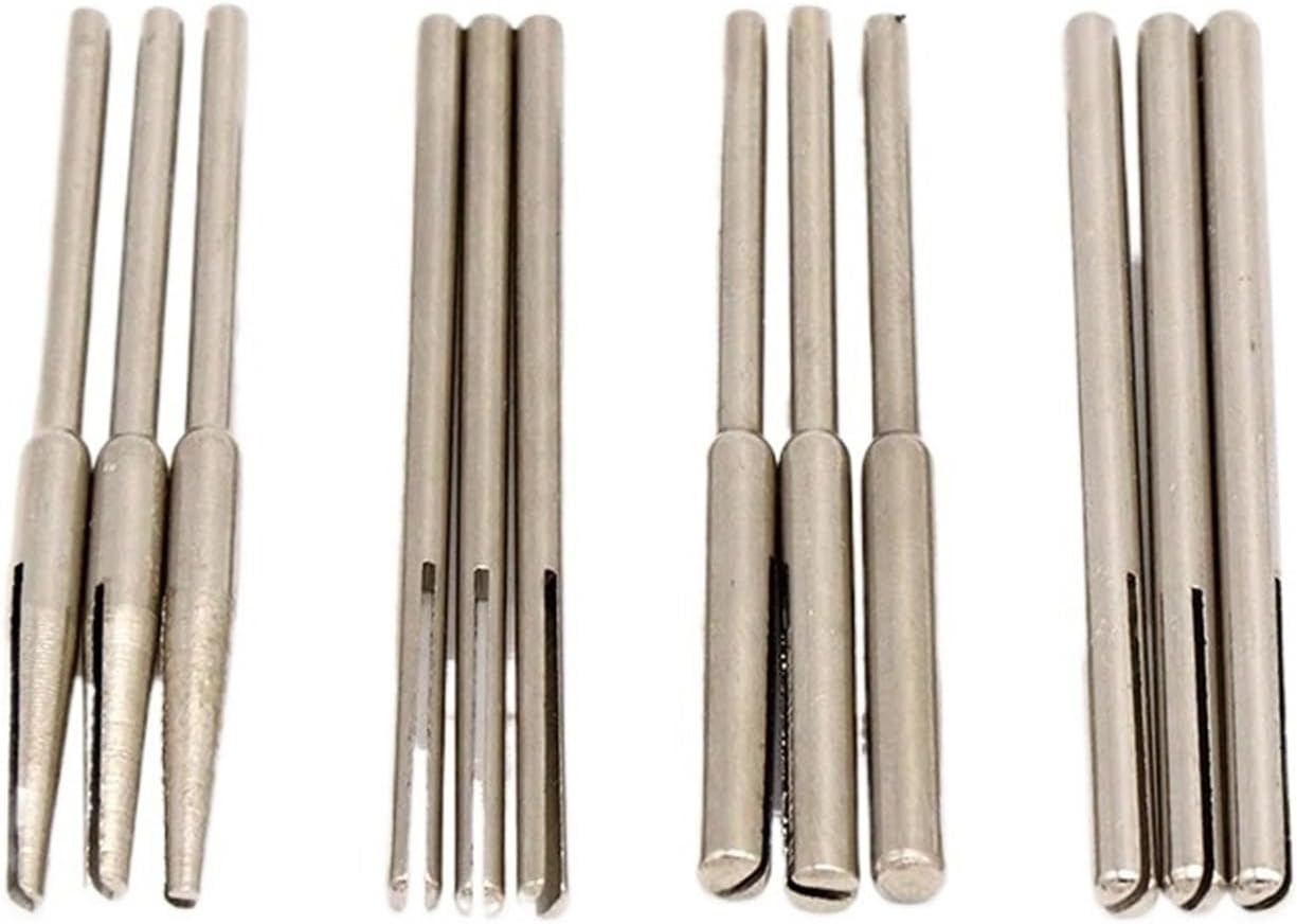 Sandpaper Split Clamp Bar 10/12PCS 2.35/3mm Shank 50mm Sandpaper Clamp Split Mandrels Long Abrasive Holder Clip Rod Carved Point(12PCS Pack)