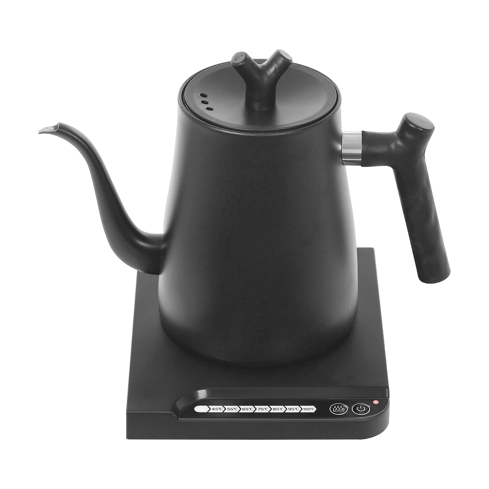 Bollitore elettrico e caldaia a collo di cigno in acciaio inox da 1000 W, 7 marce regolabili, catena dell'acqua da 1000 ml, funzione di mantenimento della temperatura per caffè, tè (nero)