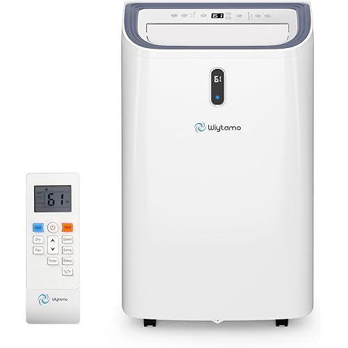 14,000 BTU Portable Air Conditioners for 700 Sq.Ft, 4-in-1 Room Air Conditioner with Cooling, Heating, Dehumidifier, Fan, Remote, Sleep Mode, Auto Swing, 24H Timer, Self-Evaporating Portable AC Unit