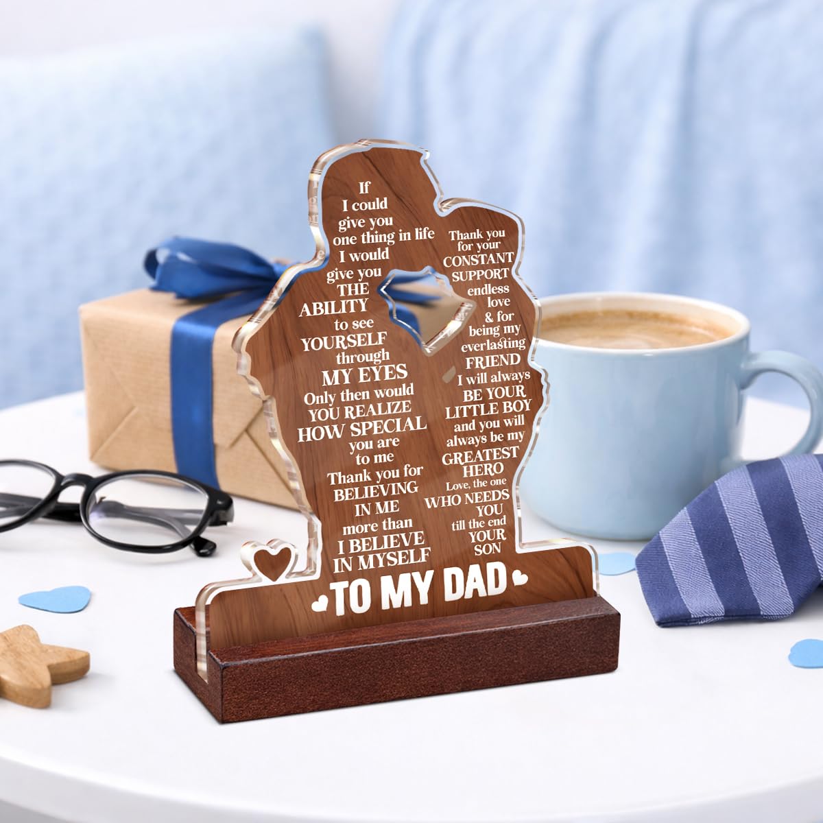 Regalo per papà da figlio, festa del papà, regalo di compleanno per papà, con scritta "To My Daddy", in acrilico, decorazione per la casa, 10 x 12 cm