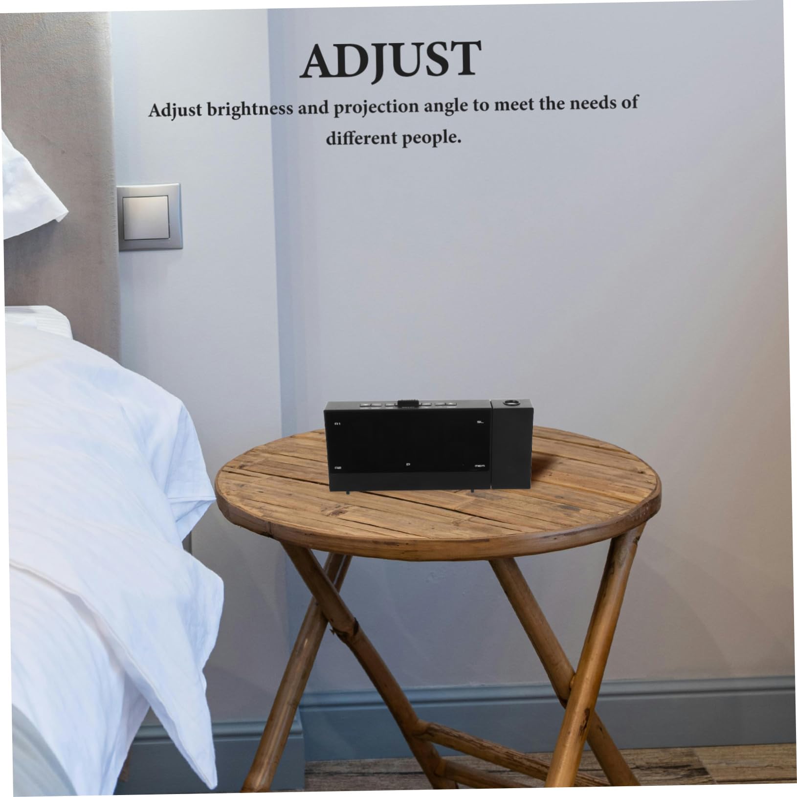 Reloj Despertador con Proyección LED Negro para Dormitorio | Pantalla Grande, Ángulo de Proyección Ajustable, Modos de Visualización Múltiples