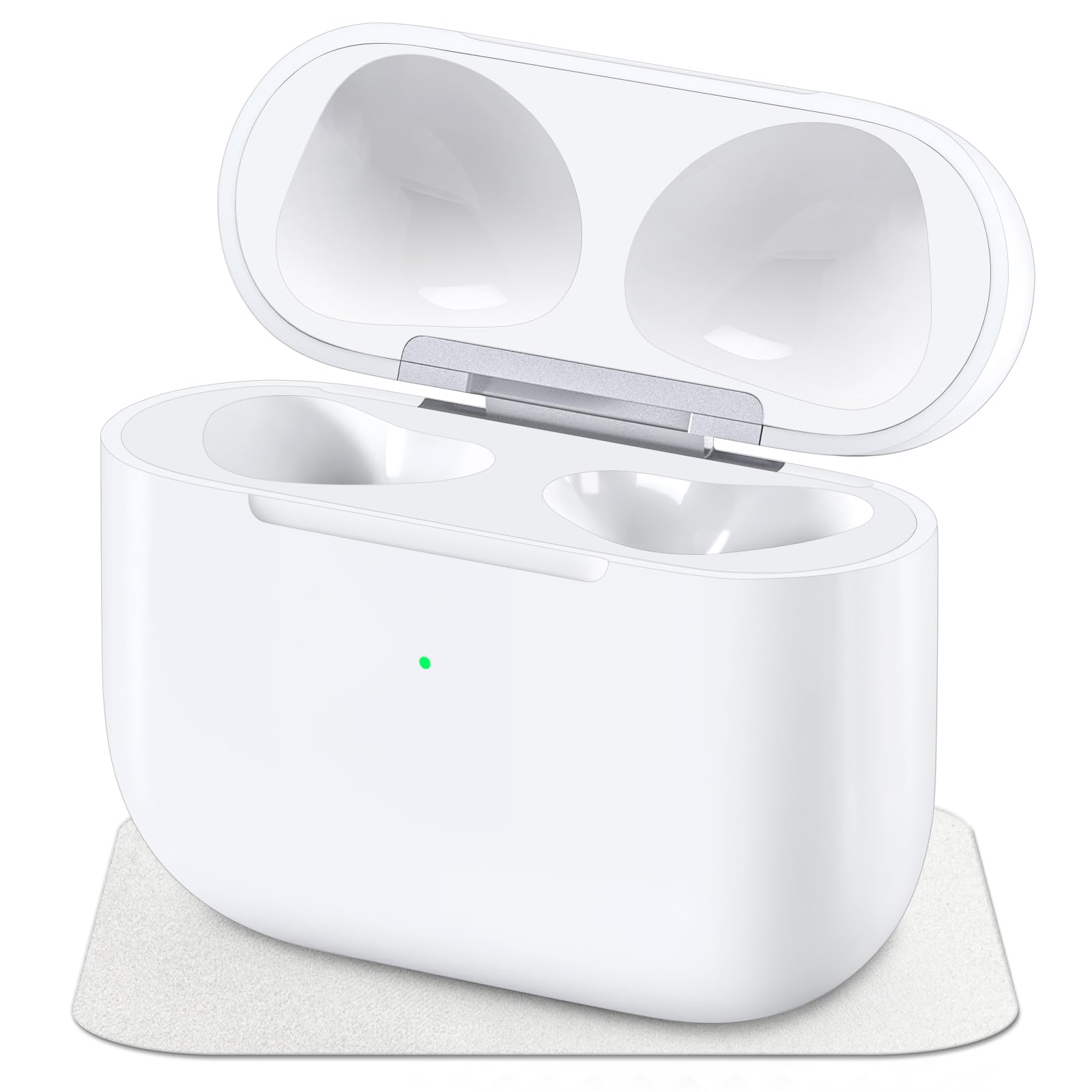 Photo 1 of Wireless Charging Case Compatible with AirPods 3rd Generation, Case Replacement for AirPods 3, Bluetooth Pairing Sync Button, Includes Gray Microfiber Cleaning Cloth, Earbuds Not Included