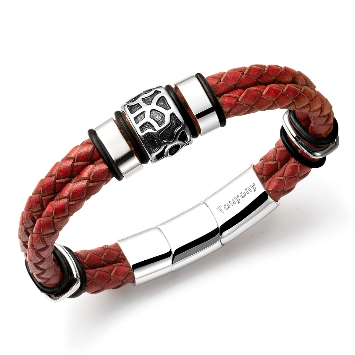 Mens Leather Bracelet Premium Leather Braided Bracelet Stainless Steel Jewelry Gift Accessories Men's Bracelet