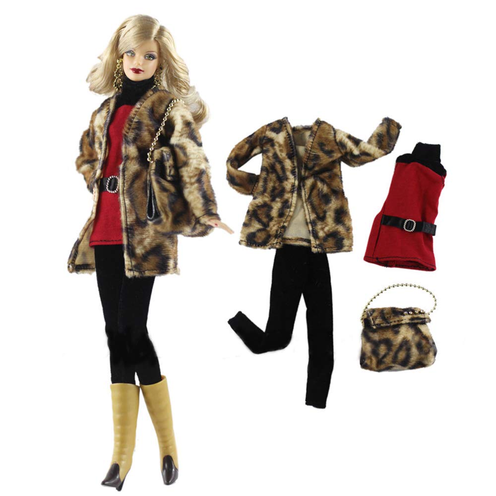 Image secondaire de Lance Home® 5 Ensemble Vêtements d'automne Robes + Pantalon Chaussures Sac De Mode Chapeau Manches Longues Manteau pour 29cm Pou