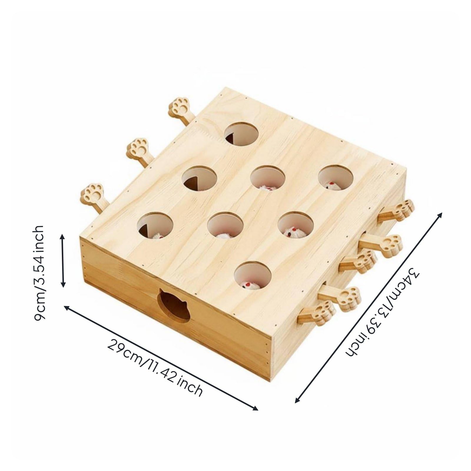 Interaktives Katzenspiel Katzenspielzeug Holzspielbox Beschäftigungsspiel Anregung Zum Natürlichen des Jagdtriebs für Innenräume Tierfreunde Singlehaushalt, Acht-Loch-Design
