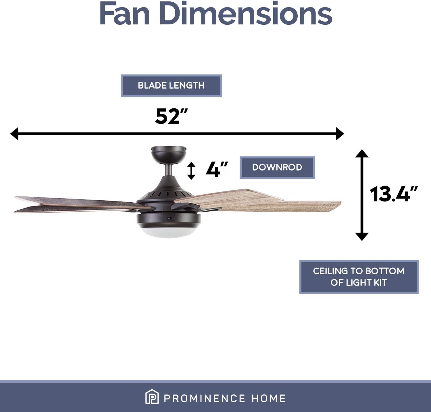 Lorelai 52" Bronze Smart Ceiling Fan with Reversible Blades