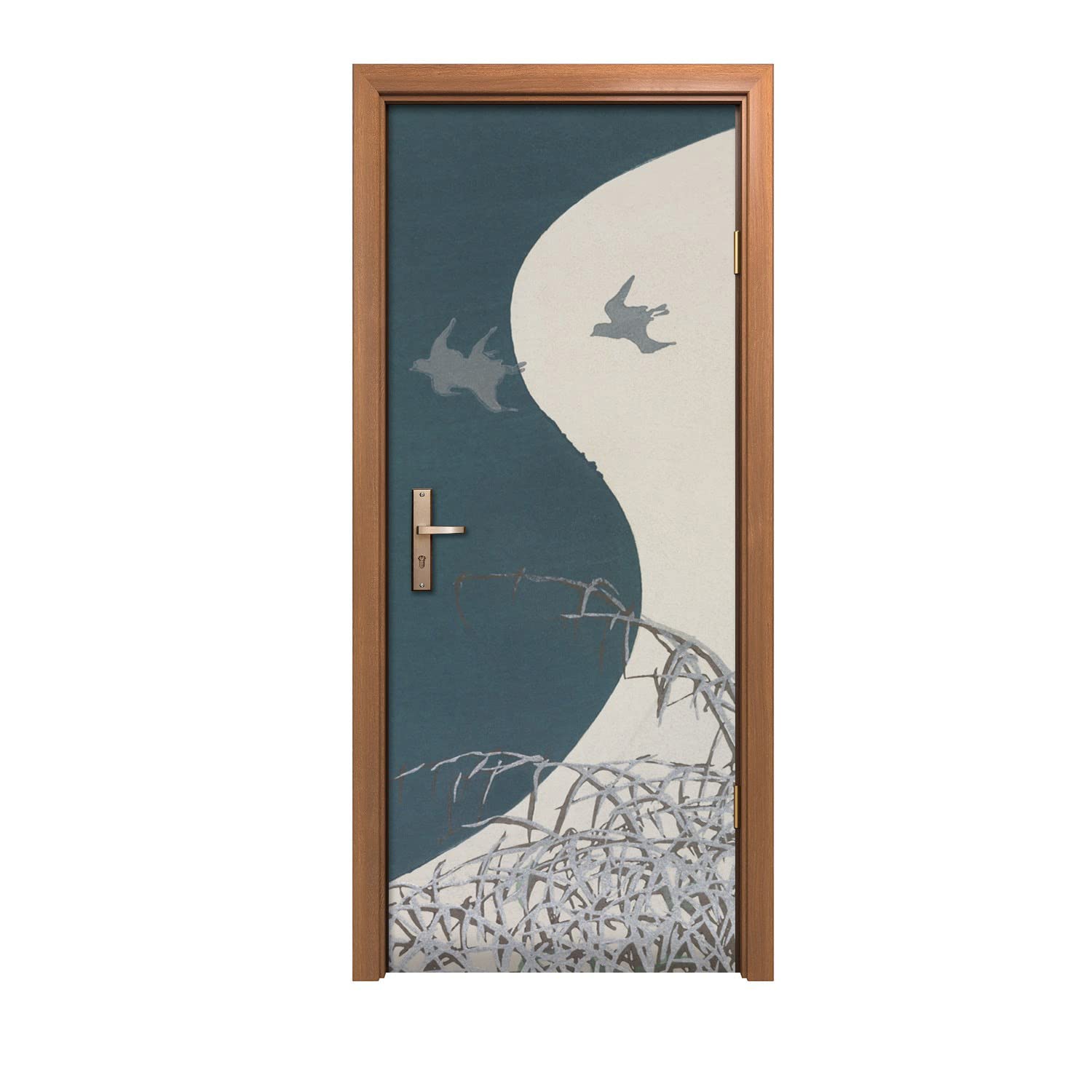 Autocollant de porte d'ambiance hivernale pour un salon cocooning et chaleureux