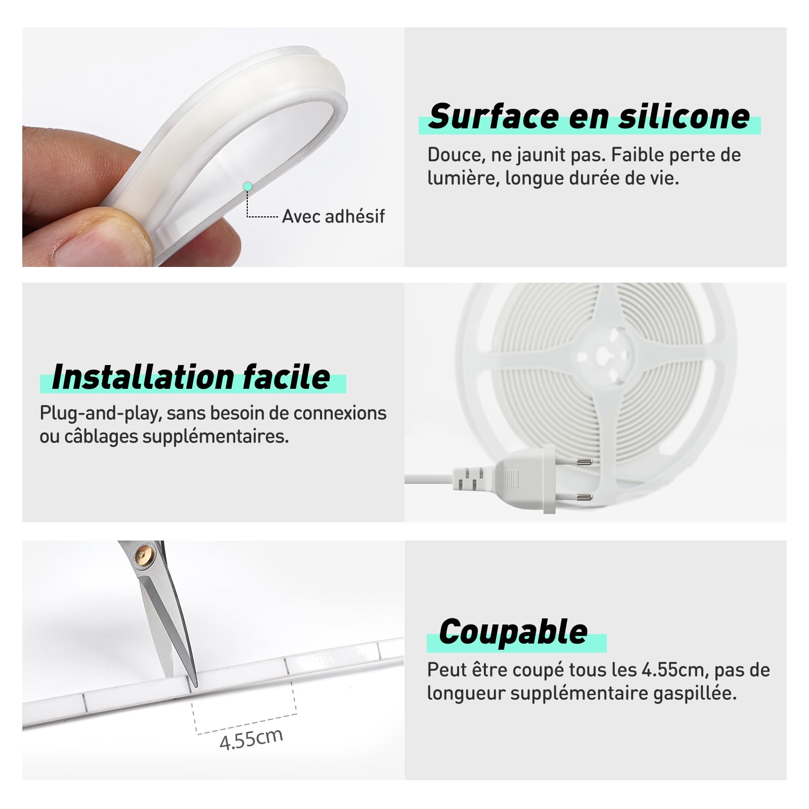 GZBtech AC 220-240V Ruban LED COB 5m, Chaud Blanc 3000K Flexible Découpable Dimmable Etanche 1500lm/m 286 LED/m Bande Lumineuse LED Lumière pour TV Rétroéclairage, Armoire, Chambre, Cuisine