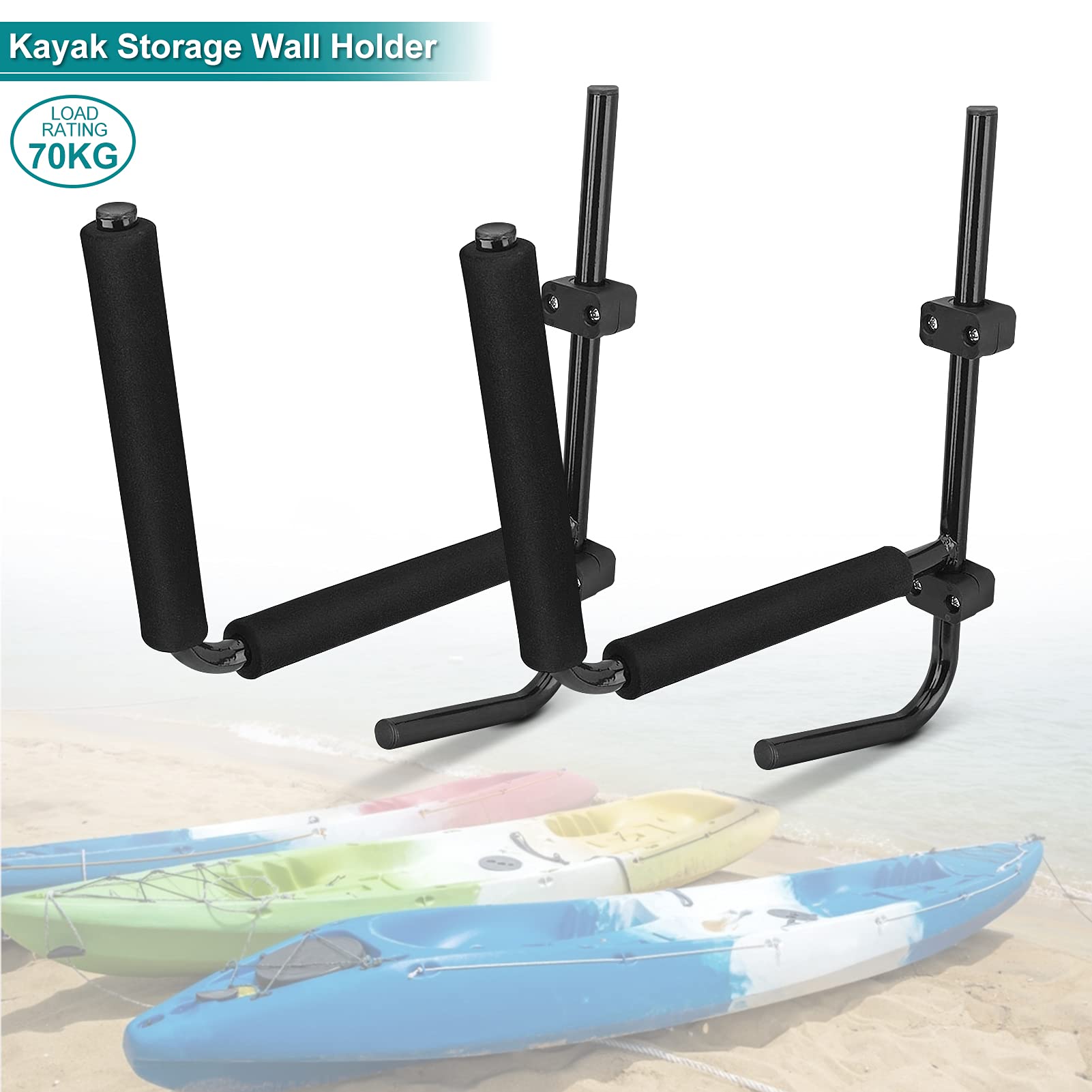 Wakects Kajak Wandhalter, Kajakgestell Kanuhalter Wand Deko Gestell Mauer Surfbrett Wandhalterung Kanu Aufbewahrung Lagerung Halterung Surfbrett Belastbar 70kg