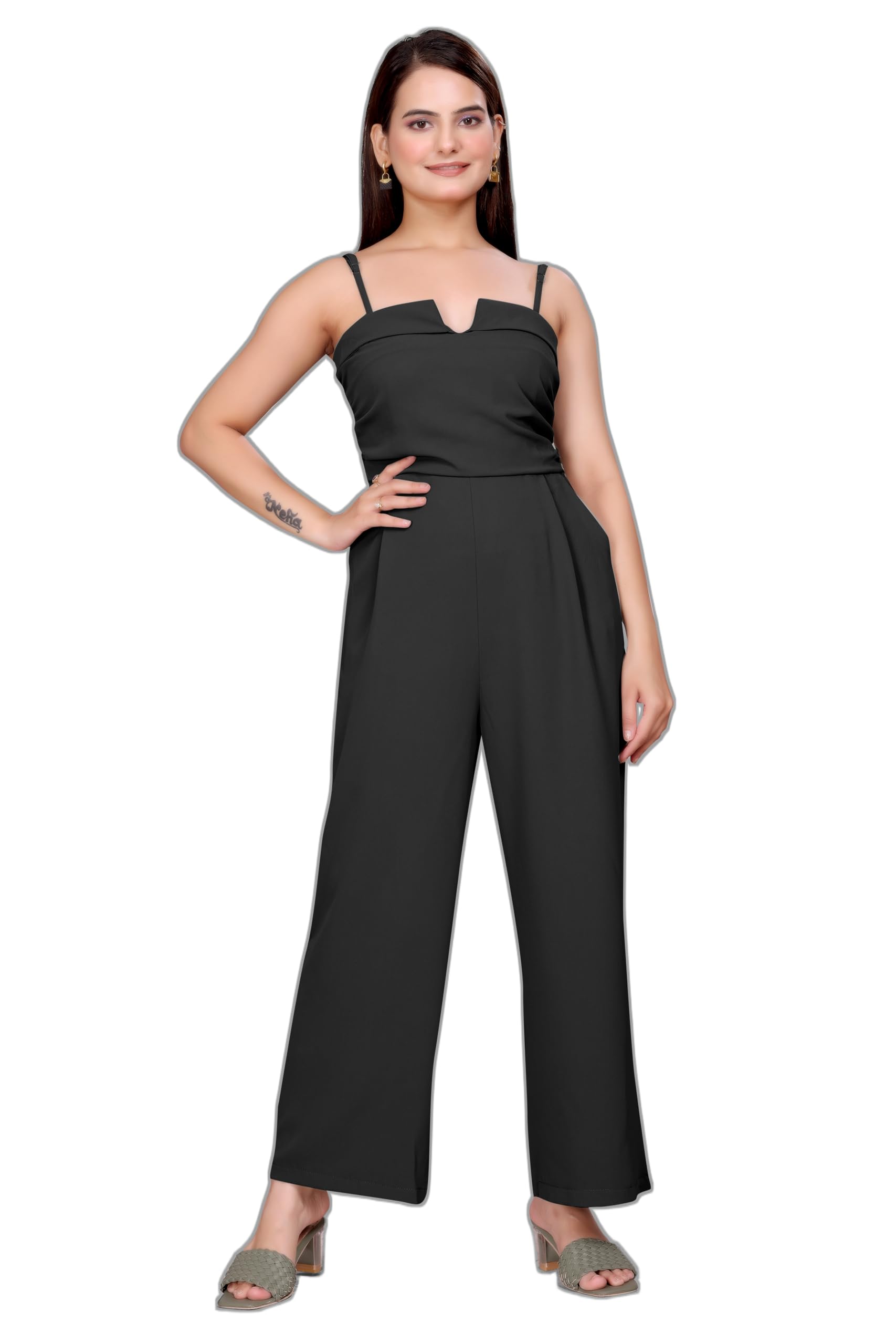 madborn creation MADBORN Women's Sleeveless Jumpsuit | Wide Leg | V-Neck Design | Casual Wear-picture-12