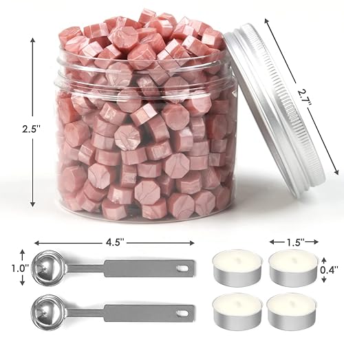 Miniatura 3 de 400 cuentas de cera de sellado de oro rosa con cucharas derretidas y velas para invitaciones de boda y fiesta