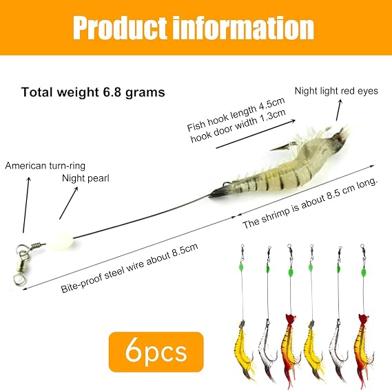 Artificial Silicone Soft Bait Set Luminous Swimbait Shrimp Fishing Lure with Hooks Fishing Tackle Freshwater/Saltwater