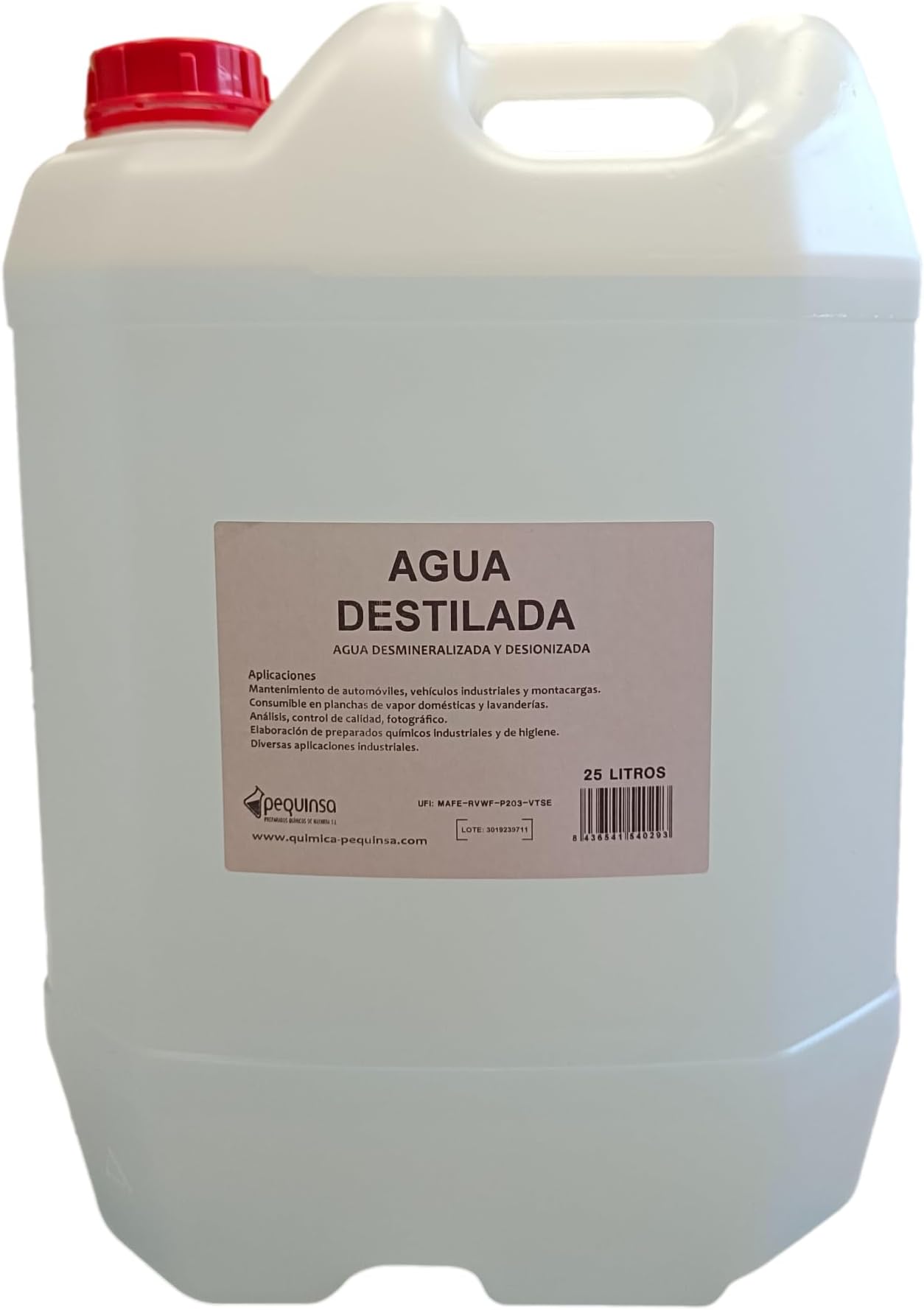Distilled Water. Pack of 25 Litres.