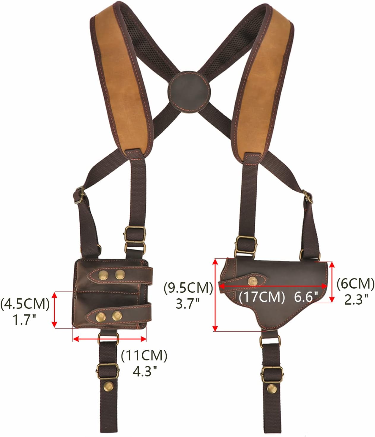 Tourbon Canvas  Leather Horizontal Shoulder Holster System with Double Magazine Pouch for Right Hand Draw Brown Tourbon Canvas  Leather Horizontal Shoulder Holster System with Double Magazine Pouch for Right Hand Draw Brown