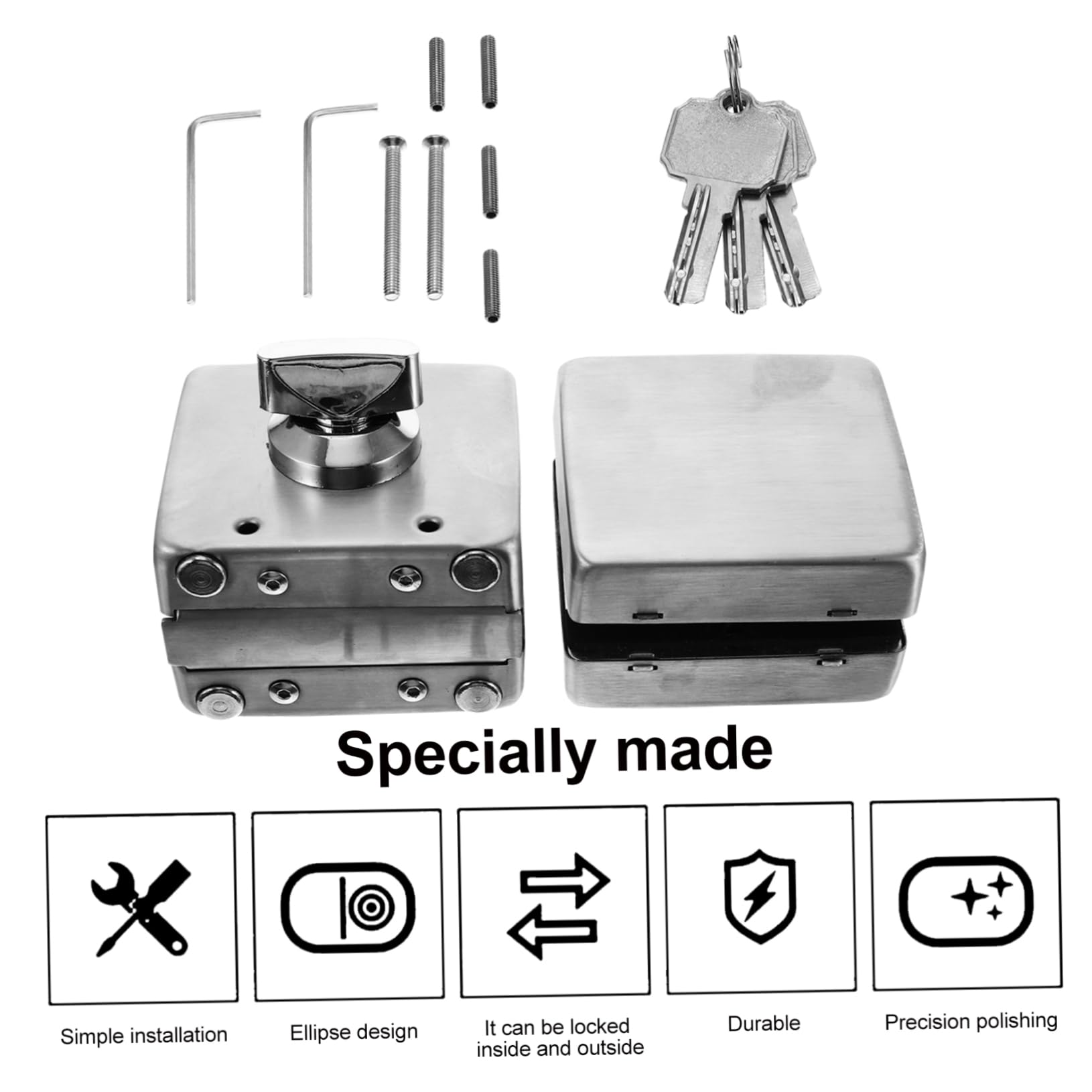 Loquet De Porte En Verre En Acier Inoxydable Requis Moraillon De Serrure De Porte Double Finition Brossée