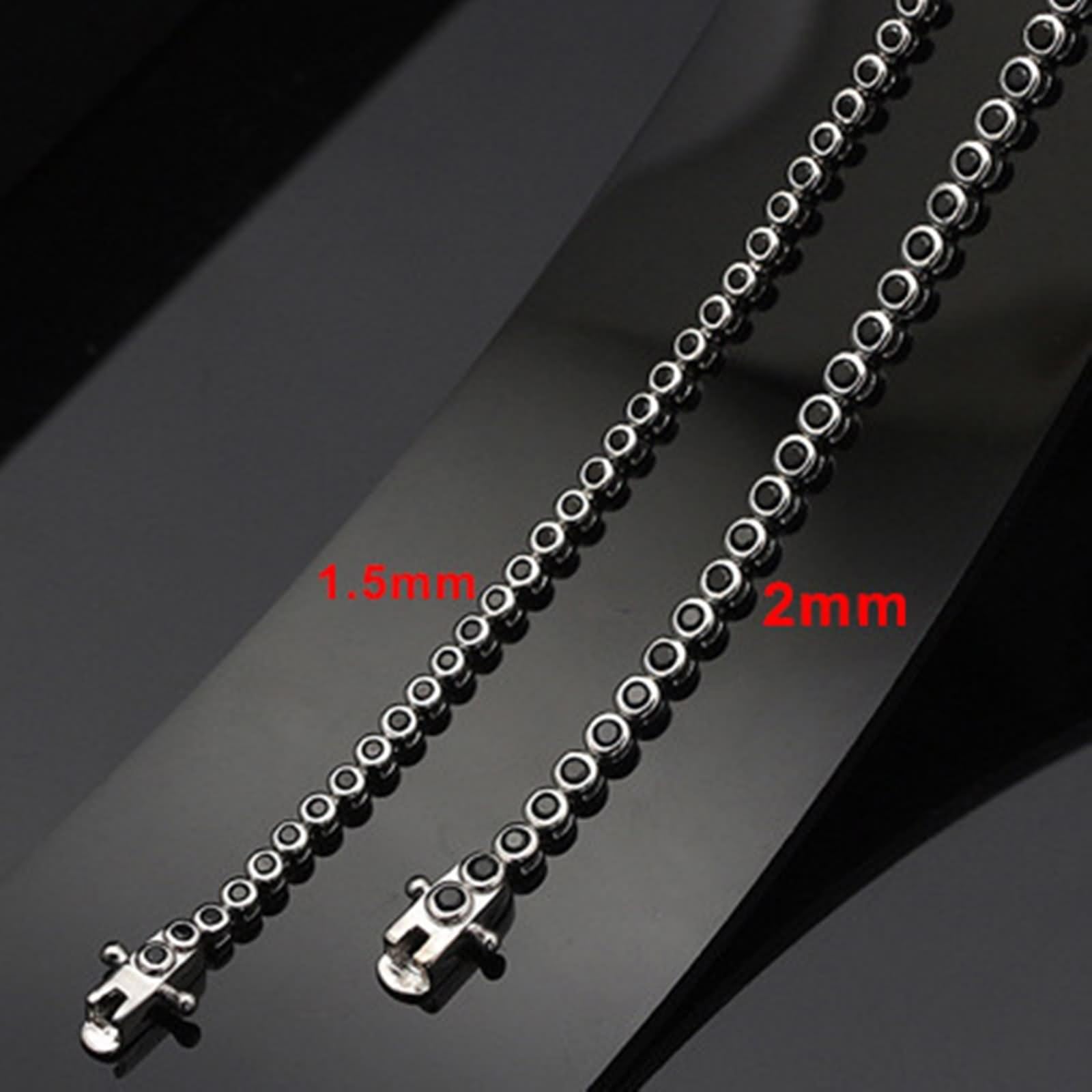 Bracelet Femme Lot, Bracelet Fantaisie Chaîne de Tennis Bracelet Femme Collegue avec Noir Rond Oxyde de Zirconium Argent 925/1000