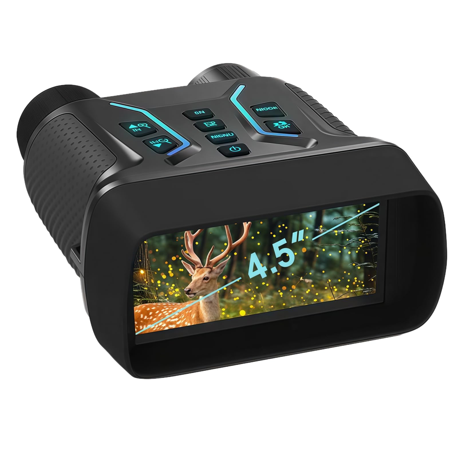 Prismáticos de visión nocturna 4K con fotos de 40 MP, pantalla de 4.5 pulgadas y rango de 400 m, zoom digital 8X, impermeable IP54, batería de 4000 mAh y tarjeta TF de 32 GB para caza, observación de