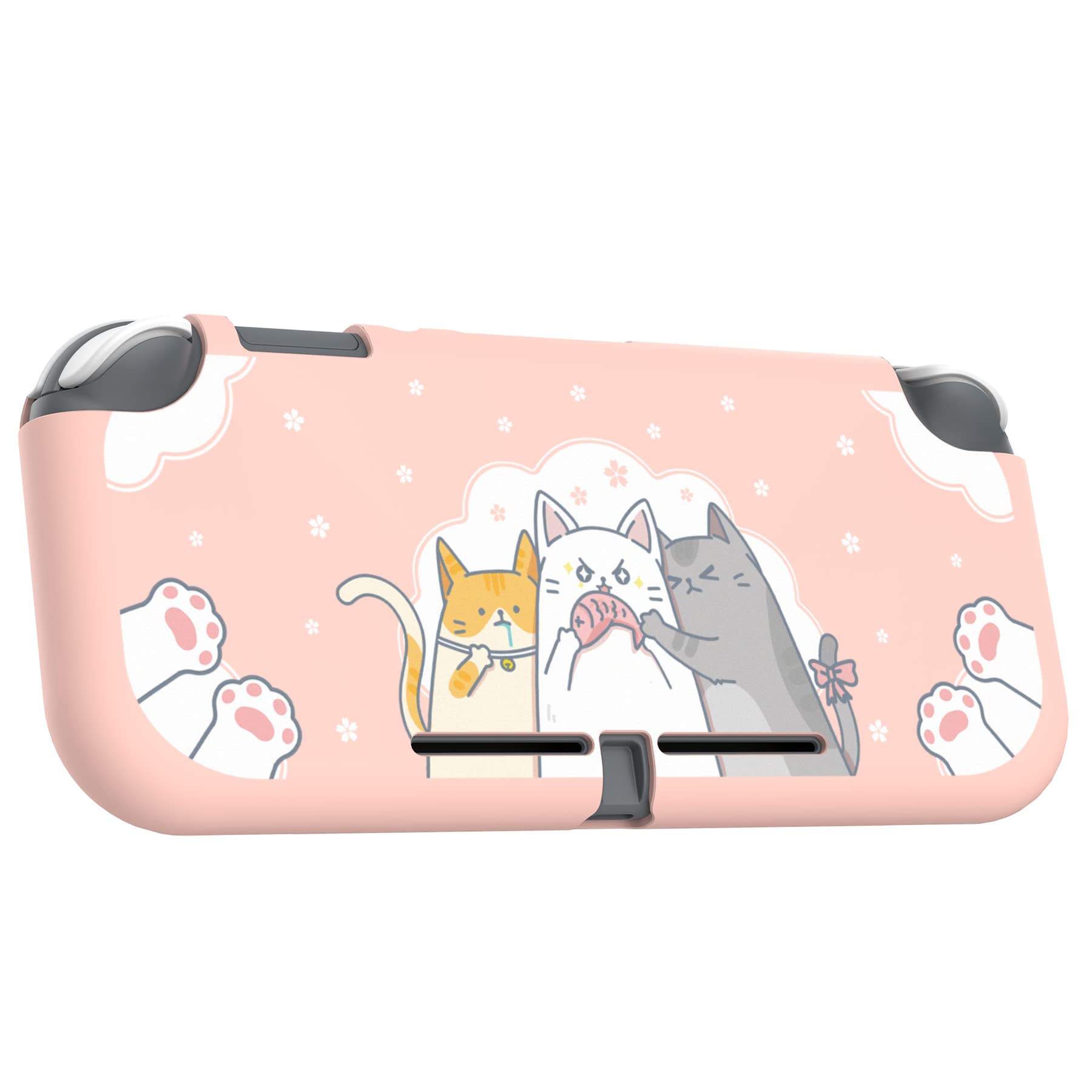 PlayVital Cover Custodia per Nintendo Switch Lite,Copertura Morbida TPU Protezione Accessorio per Nintendo Switch Lite Console-Gattini Affamati