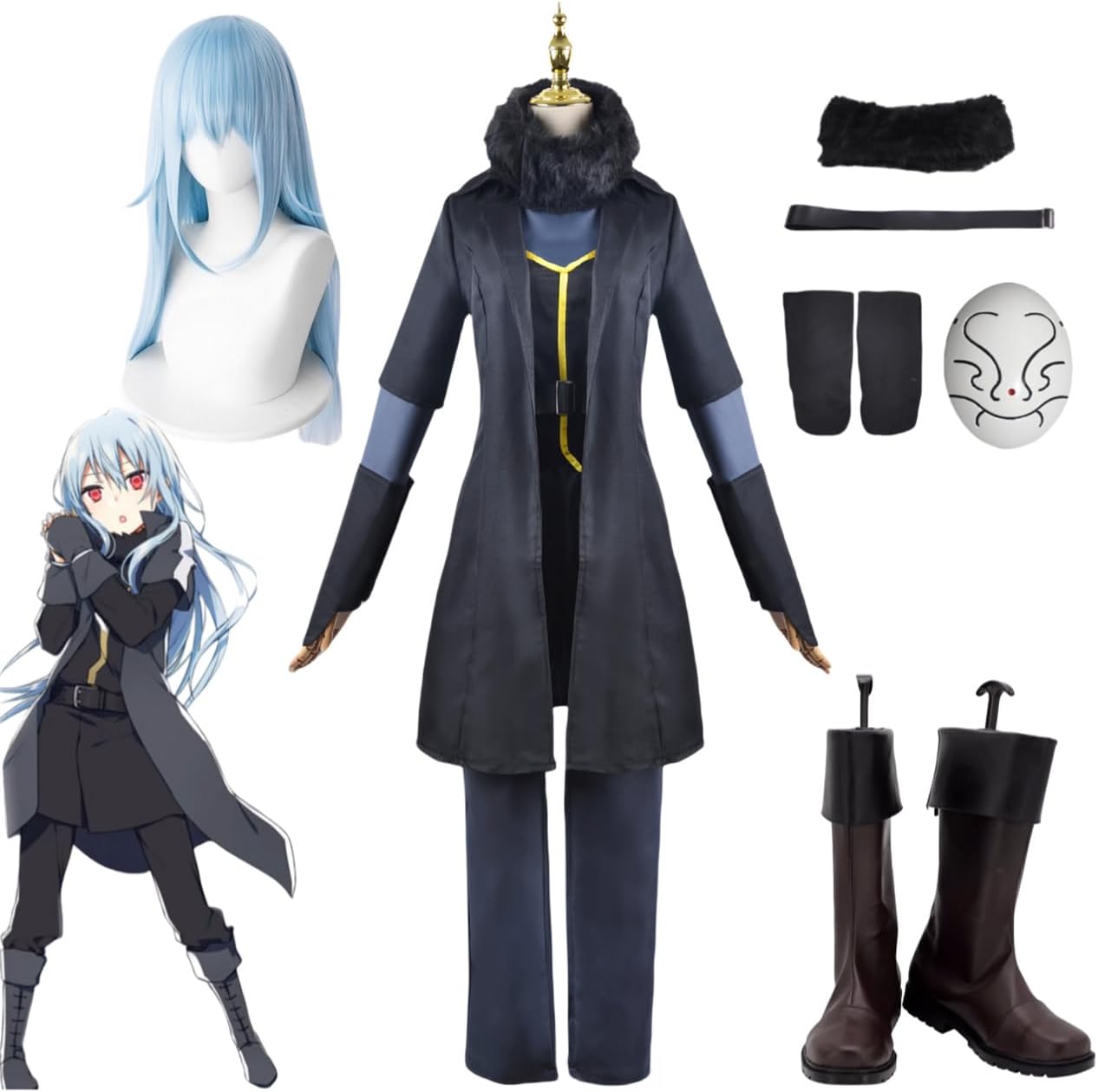 [HUNIY] 転生したらスライムだった件 リムル&middot;テンペスト コスプレ衣装 豪華版 フルセット コスプレ衣装 アクセサリー ウィッ