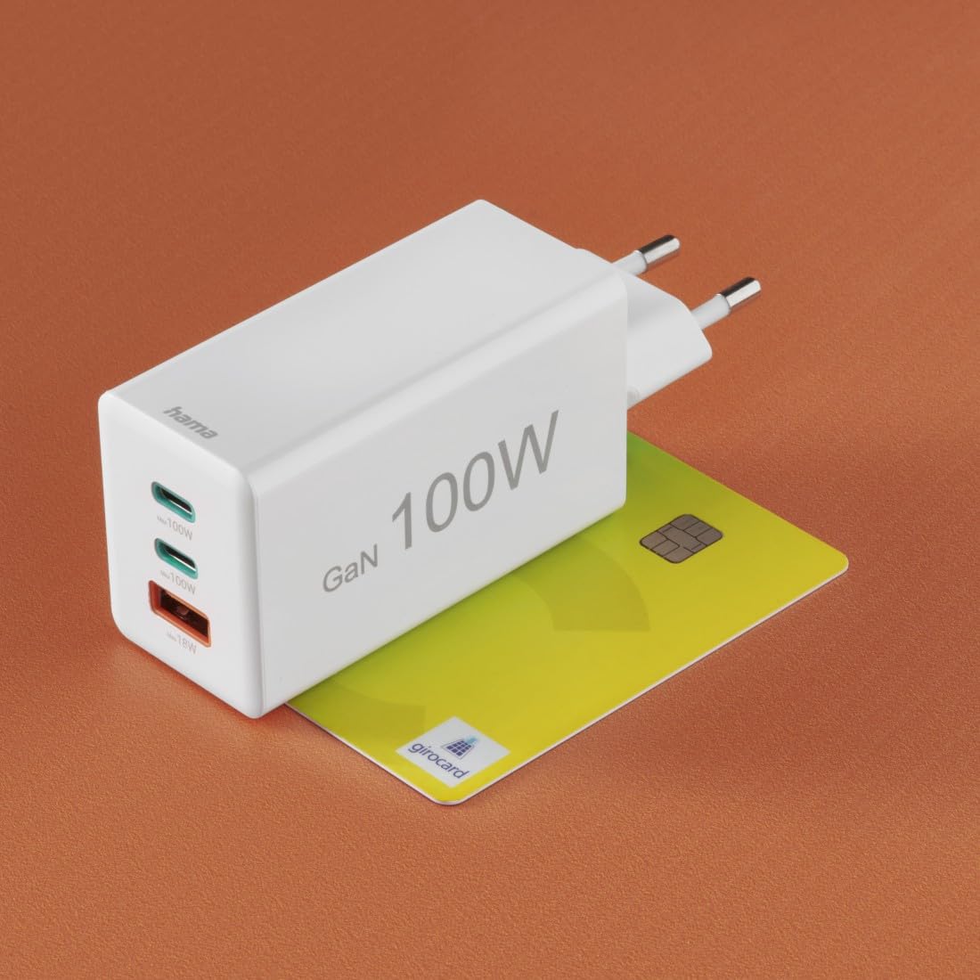 Hama USB Schnellladegerät, 2X USB C + 1x USB A, Mini Ladegerät, 100W | GaN Charger schwarz, Universal Ladegerät, Quick Charge 3.0/Power Delivery, USB Ladestecker mehrfach, Laptop Netzteil