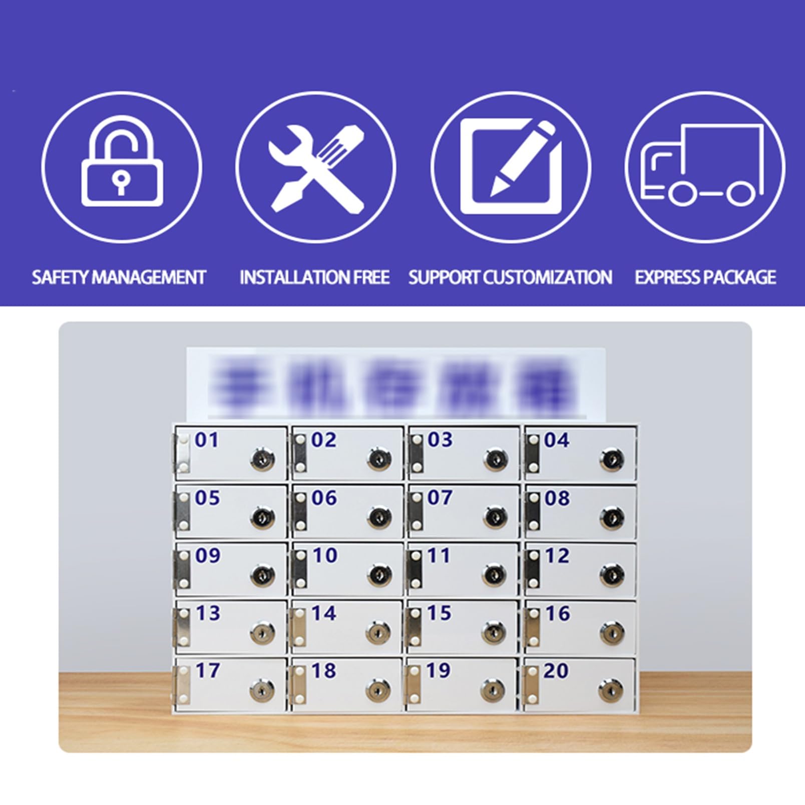 Gabinete De Almacenamiento Grueso para Teléfono Móvil Caja Acrílica para Teléfono Móvil con Cerradura las para Empleados Montadas En La Pared