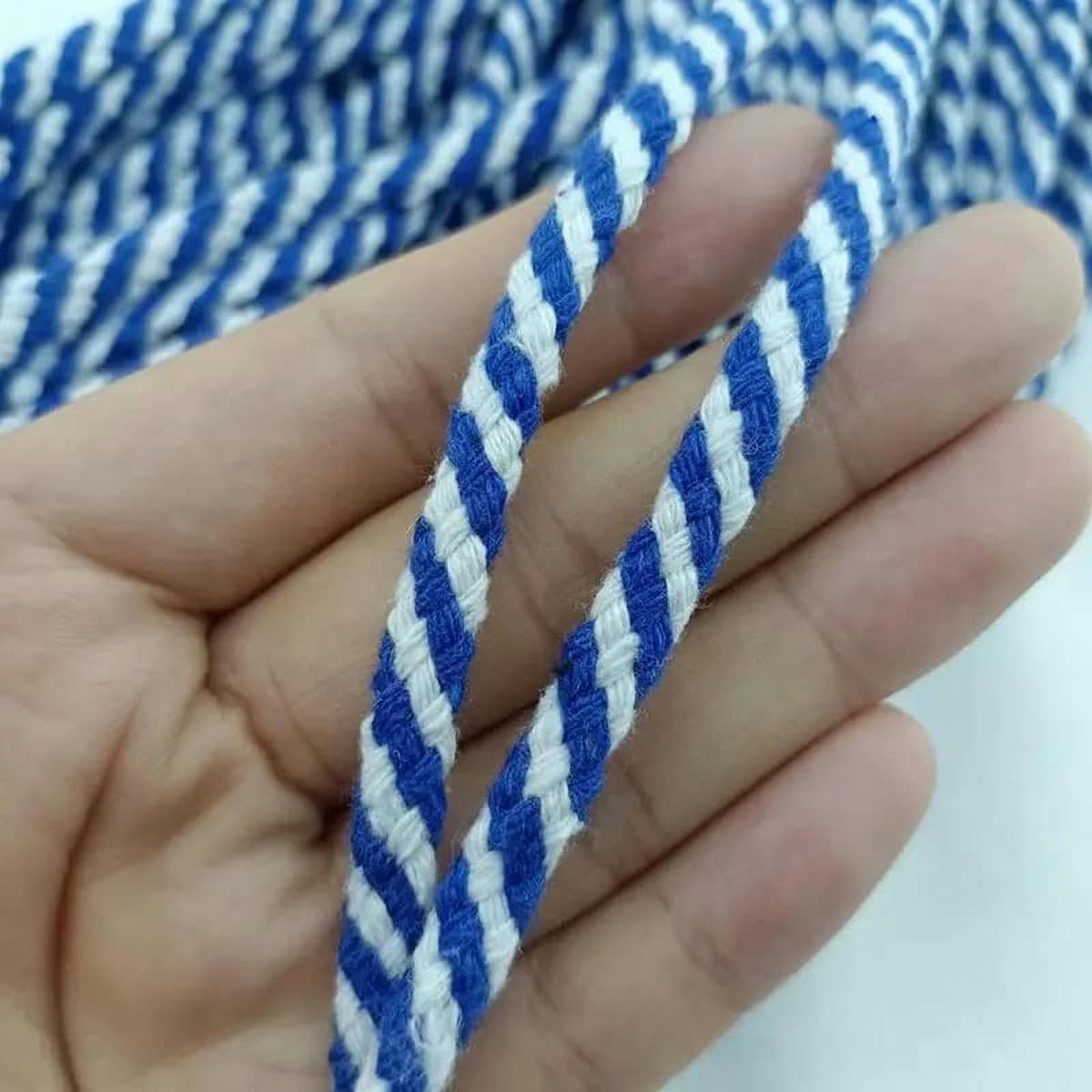 Macrame Rope Twisted String,Cotton For DIY Craft And Sewing Multicolor 5mm 30m(Blue)