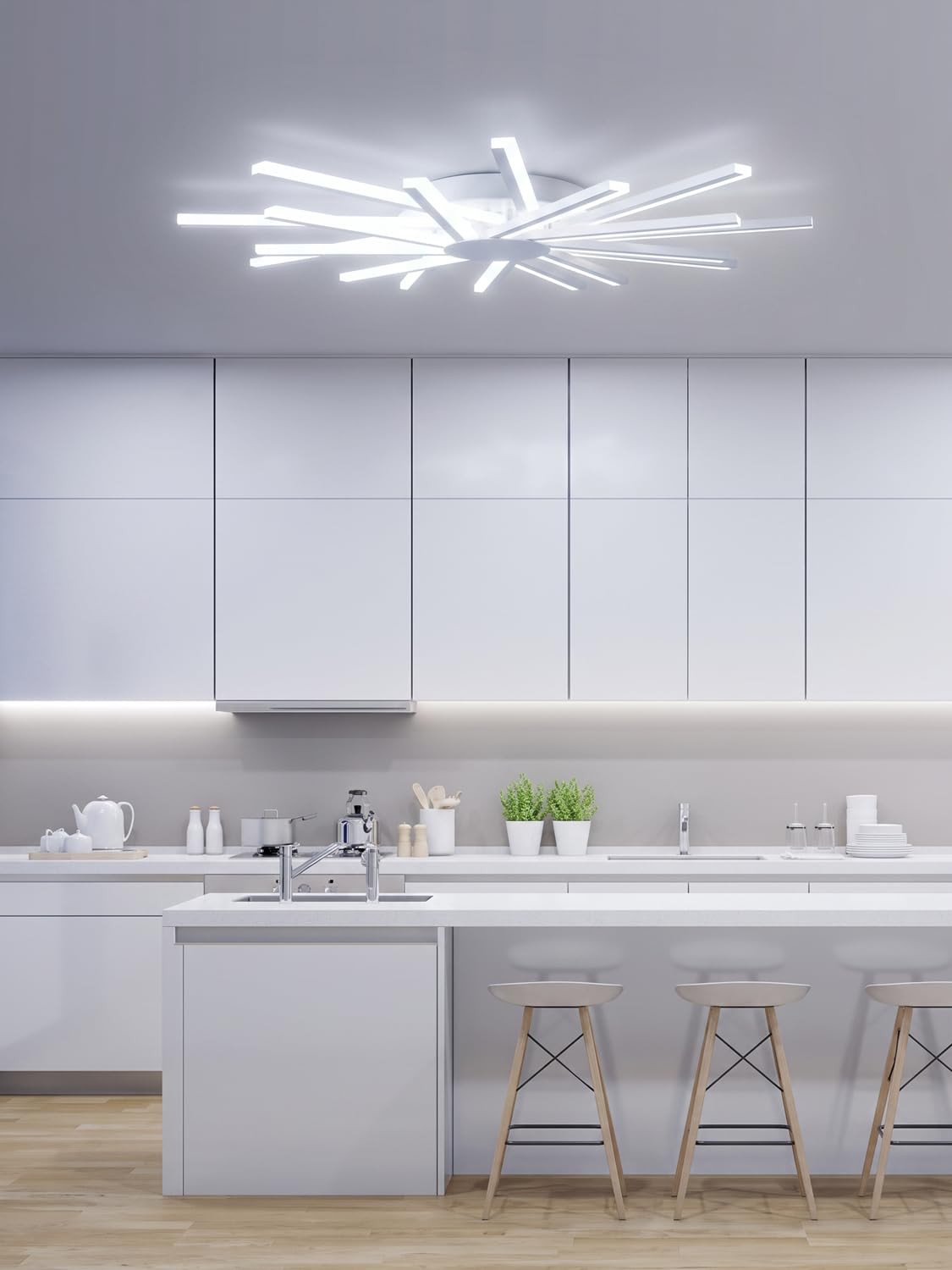 Φ96cm Lámparas de Techo Salón, Ceiling Light Grande Moderna, Plafones de Techo con 18 Luz, Regulable, Luz de Techo con Mando a Distancia, Función de Memoria, Blanco
