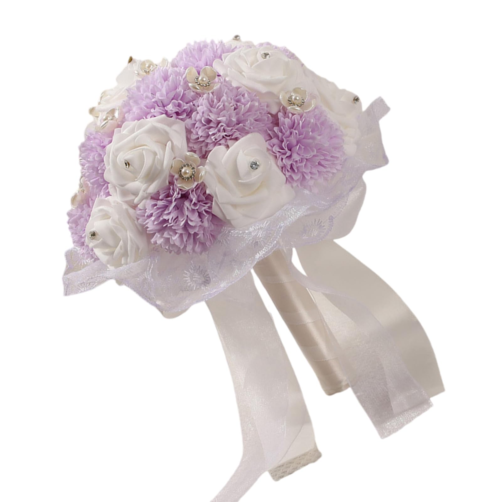 Msioytog Realistic Silk Wedding Bouquet with for Ceremonies Photo and Display Wedding Bouquet Artificial Flowers Realistic Silk Floral Ergonomic Bridal Hand Photography Prop Flowers Accessories