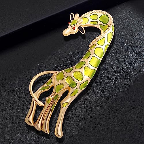 Image of Enamel Giraffe Animal Brooch Pin for Women Men Fashion Rhinestone Gold Tone Dress Hat Costume Accessories Creative Christmas Birthday Holiday Decor Jewelry Gift for Pet Lover