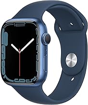 Apple Watch Series 7 (GPS, 45mm) Blue Aluminum Case with Abyss Blue Sport Band, Regular (Renewed)