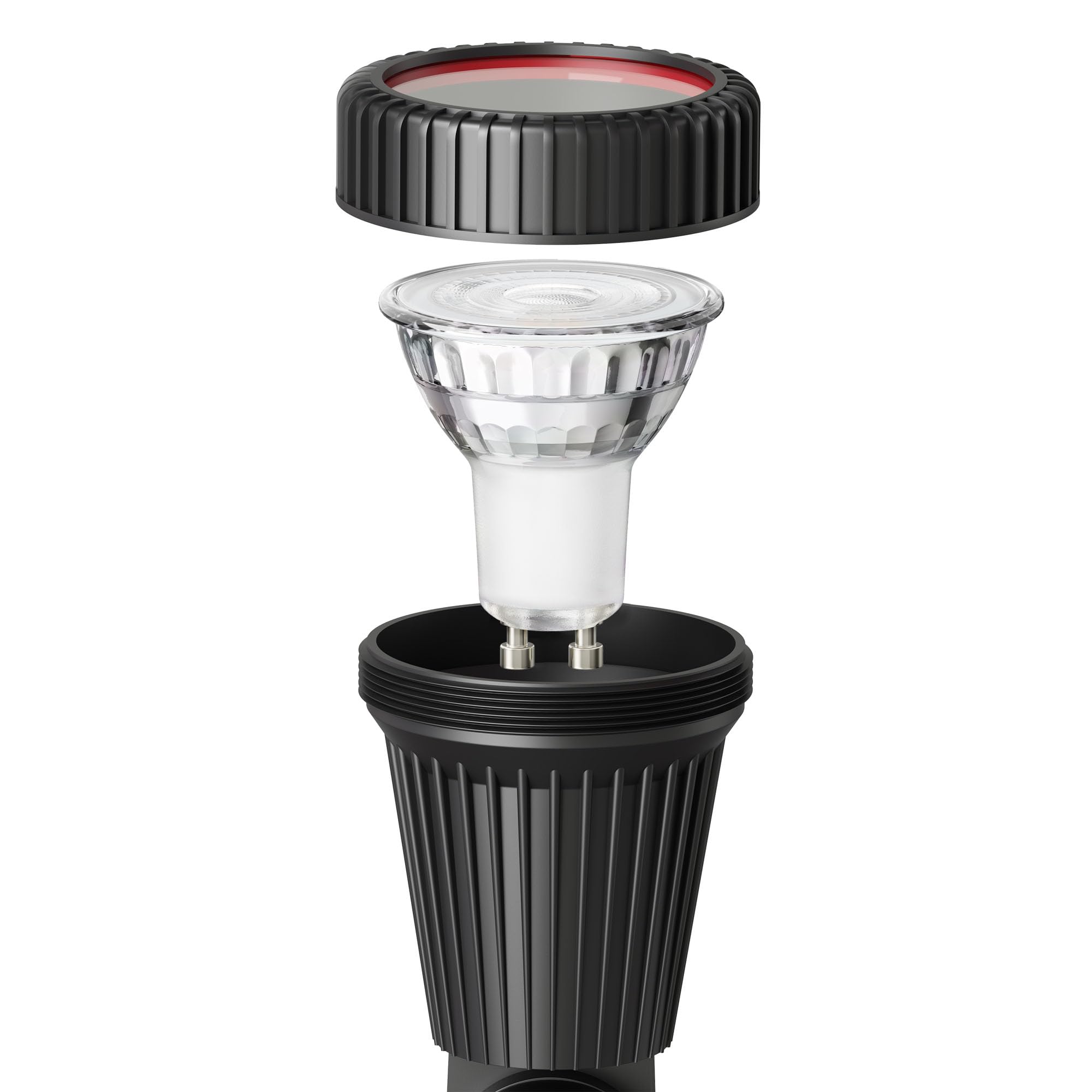 ledscom.de Zestaw 10 reflektorów ogrodowych z kolcem uziemiającym PIRK z wtyczką Schuko do użytku na zewnątrz, czarny, w tym GU10 LED (ciepła biel, 7,6 W każdy, 1103 lm, 33°)