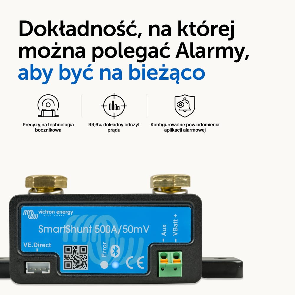Victron Energy SmartShunt 500 amp Monitor Akumulatorów (Bluetooth) | Victron Smart Shunt z Bluetooth – szczegółowe informacje w aplikacji