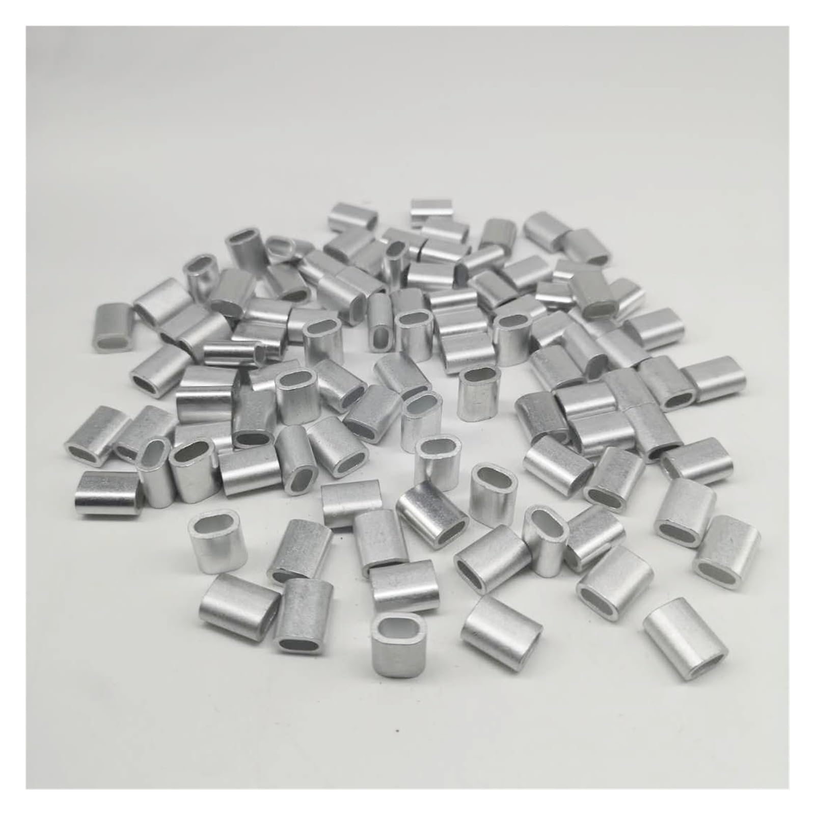 10 Pezzi di Manicotti in Alluminio ovali con Foro Singolo da 14 mm di Diametro for crimpare Cavi Metallici
