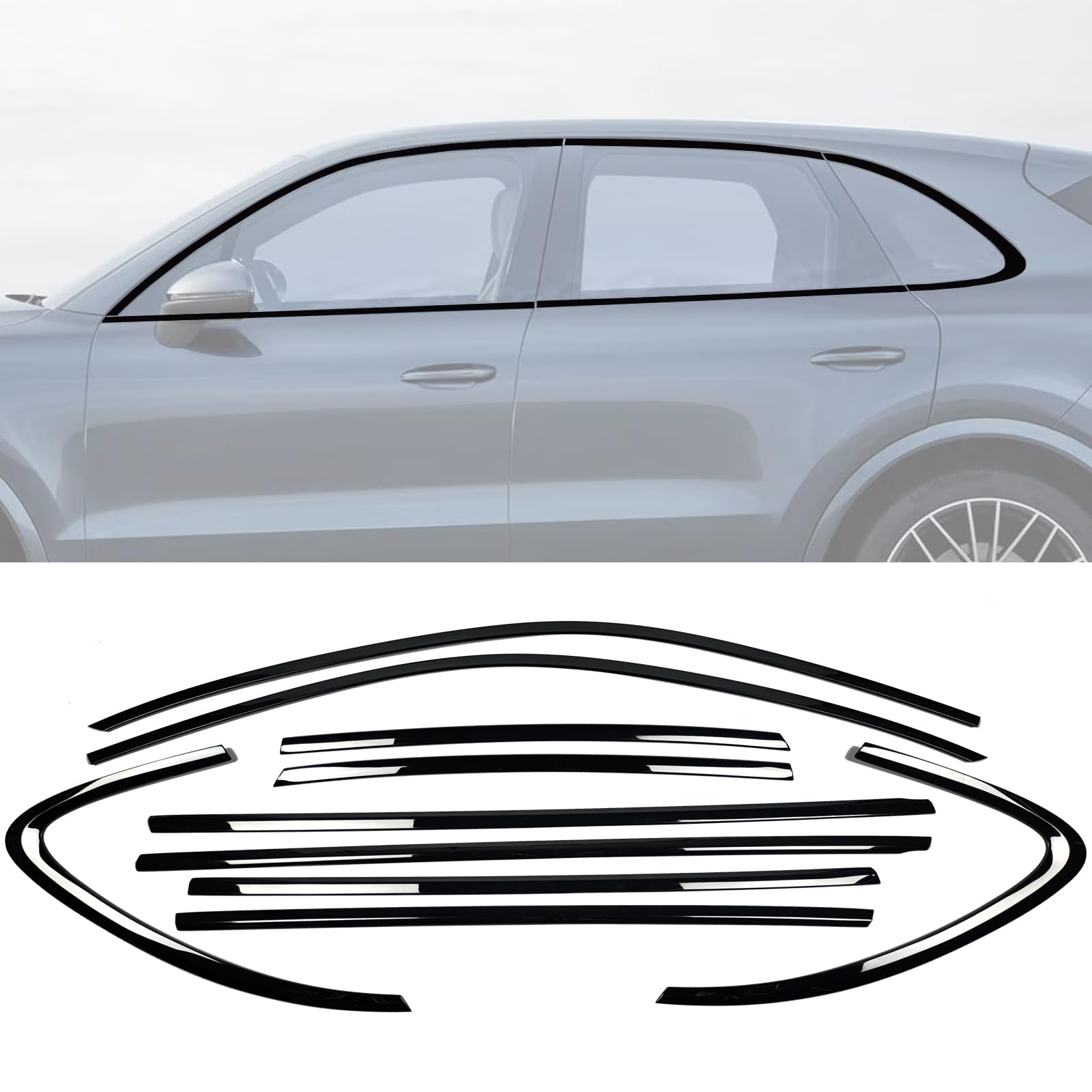 Stainless Steel Window Trim Chrome Delete for Porsche Cayenne SUV 2019-2024 Black Window Trim Blackout Kit
