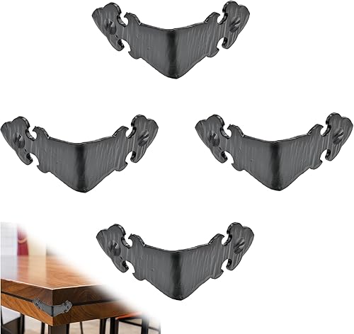 Paquete de 4 soportes de esquina de metal de 1.75 pulgadas para muebles, color negro, soportes de esquina decorativos hechos a mano - Soportes de