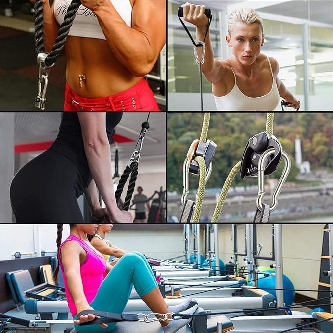 Paquete de 4 mosquetones de gancho de resorte de 3.15 pulgadas, accesorios de máquina de cable para gimnasio en casa, máquina de ejercicio, clip de acero resistente para fitness al aire libre