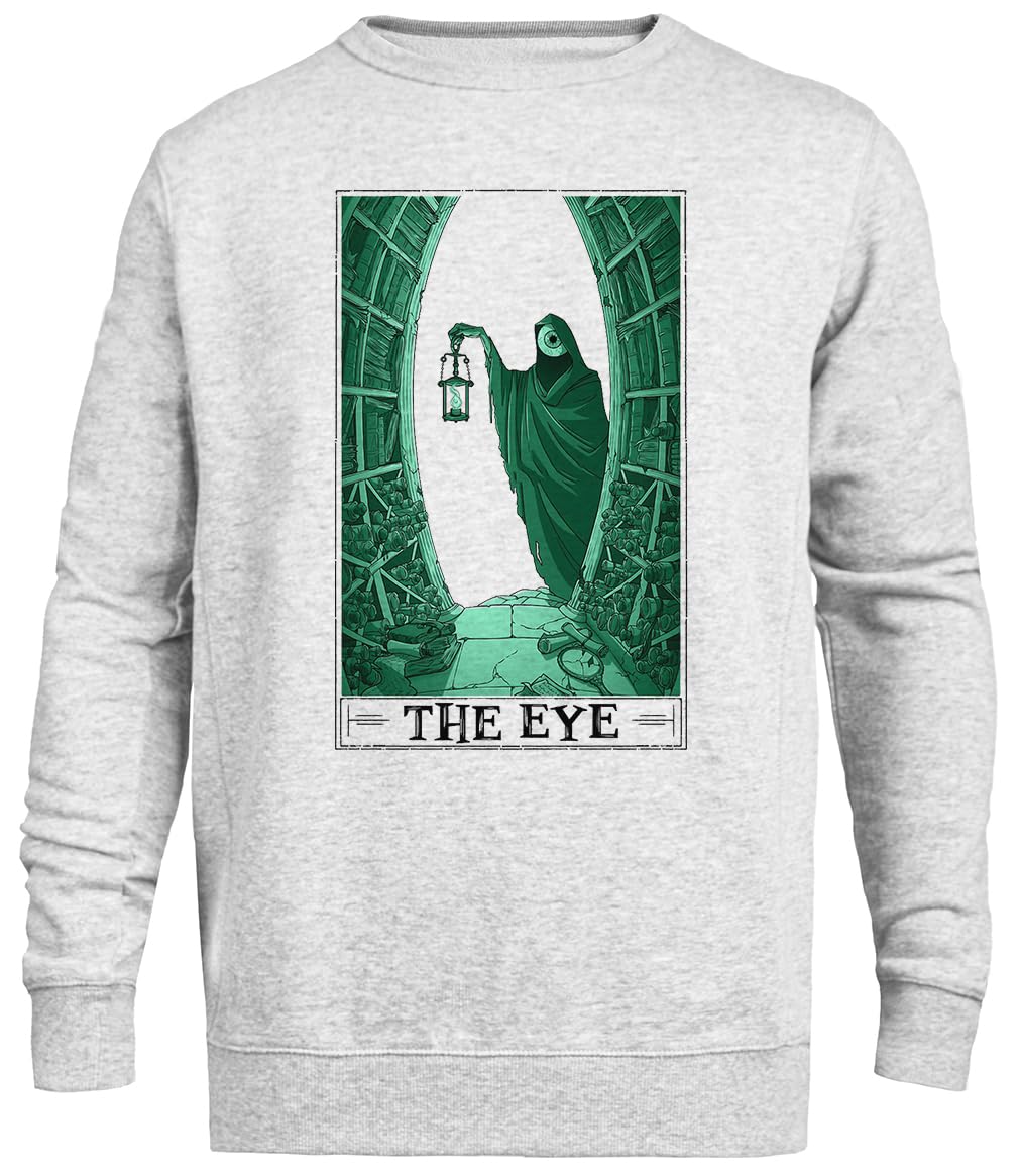 Oko Tarotesque Szary Sweter Unisex Z Okrągłym Dekoltem Bez Płci Unisex Grey Jumper Genderless Crewneck