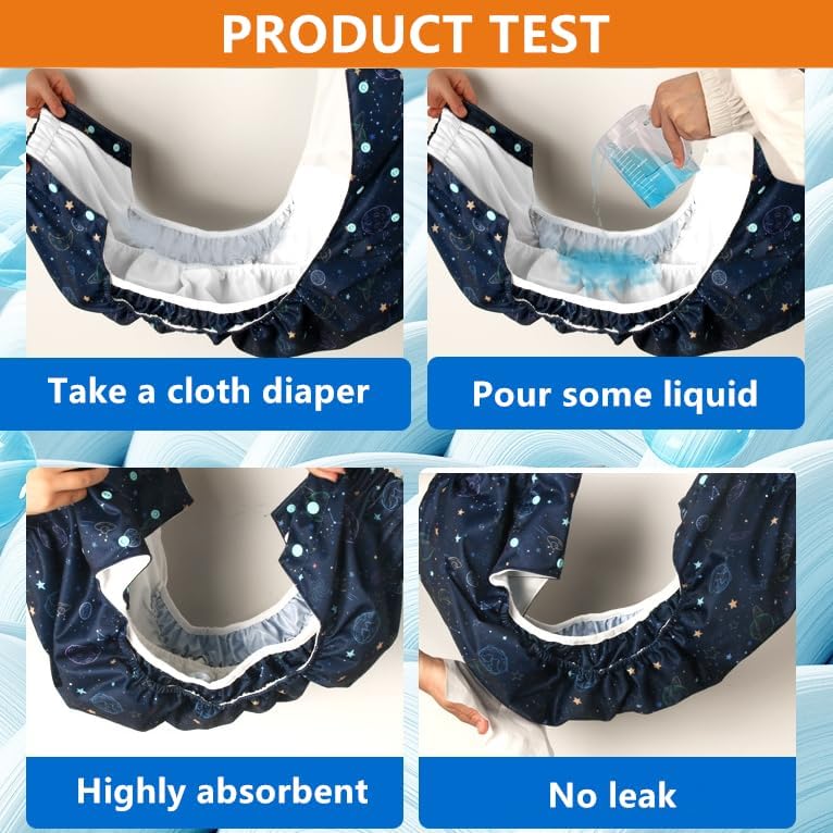 Miniatura 6 de WEEOATAR Pañal de tela unisex reutilizable para adultos, pañales de natación lavables, pañal de bolsillo ajustable para incontinencia con broches,