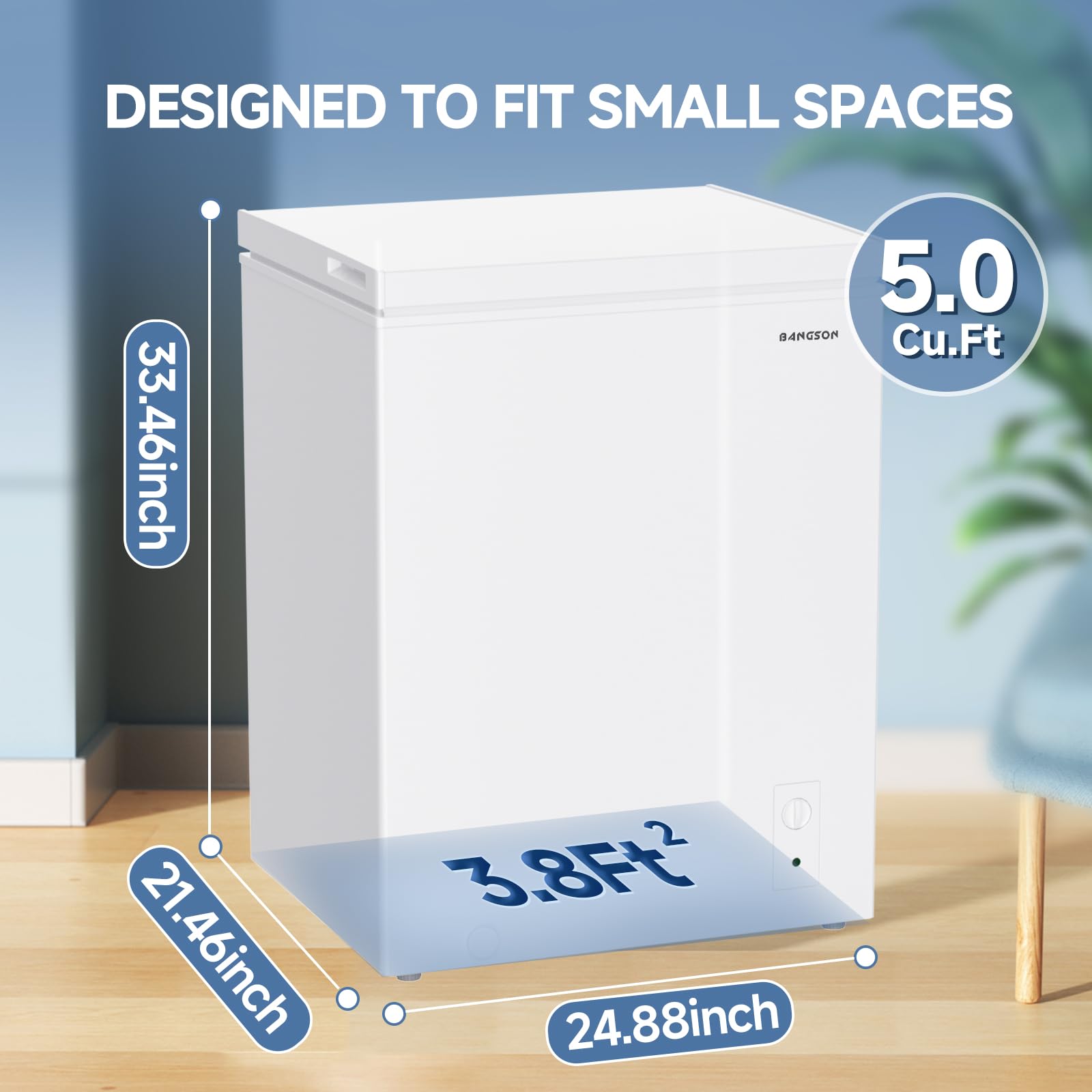 Bangson Chest Freezer, Deep Freezer 5.0 Cu. Ft With Removable Basket, Adjustable Thermostat Mini Freezer, Ideal For Apartment/Kitchen/Office on Fridge.com - View 2