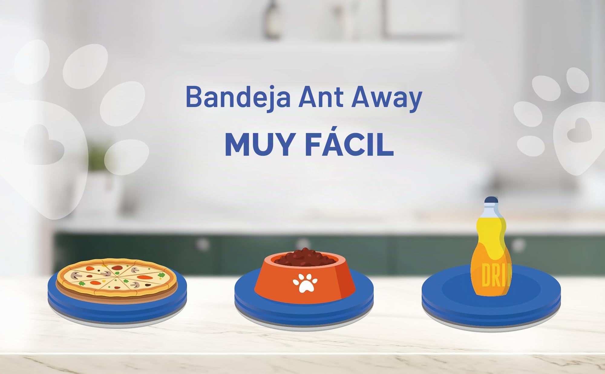 Ant Away Cat Dog Feeding Bowl Tray Ant Away Tray Plato de Comida para Mascotas Bandeja Segura para Interiores Sin Necesidad de Agua Ni Conexión Eléctrica Alimentadores Automáticos para Gatos