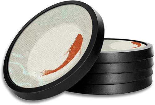 Posavasos de silicona antideslizantes con almohadilla de fieltro absorbente impresa extraíble, juego de 4 unidades, Koi & The Sun