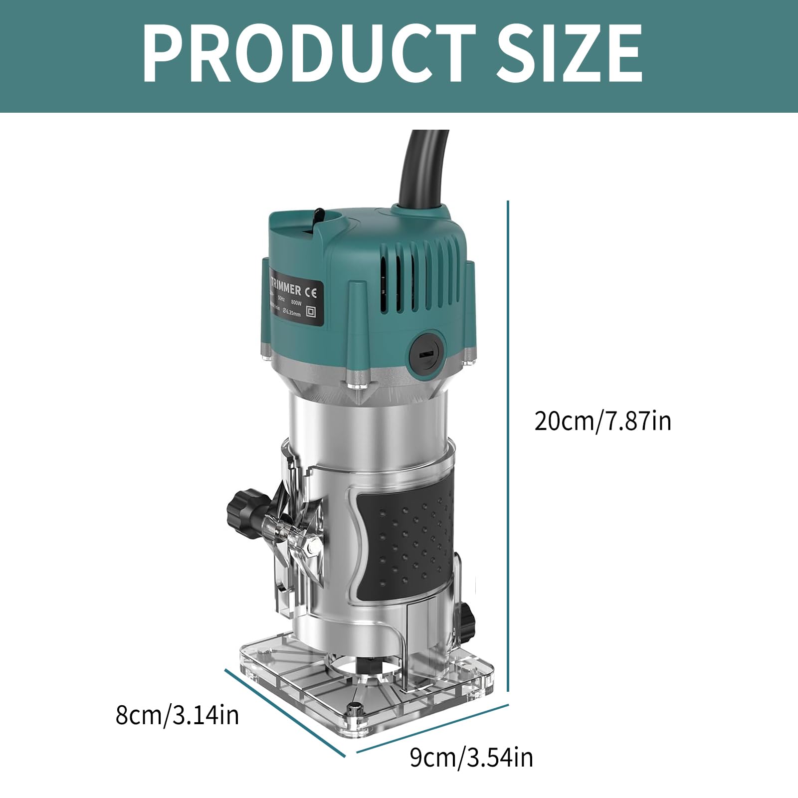 Router Elettrico Diametro 6,35 mm,Fresa Elettrica per Laminati 800 W Fresatrice per Bordi Professionale 30.000 Giri/Min,con set di Frese per Scanalature Nel Legno da 15 Pezzi