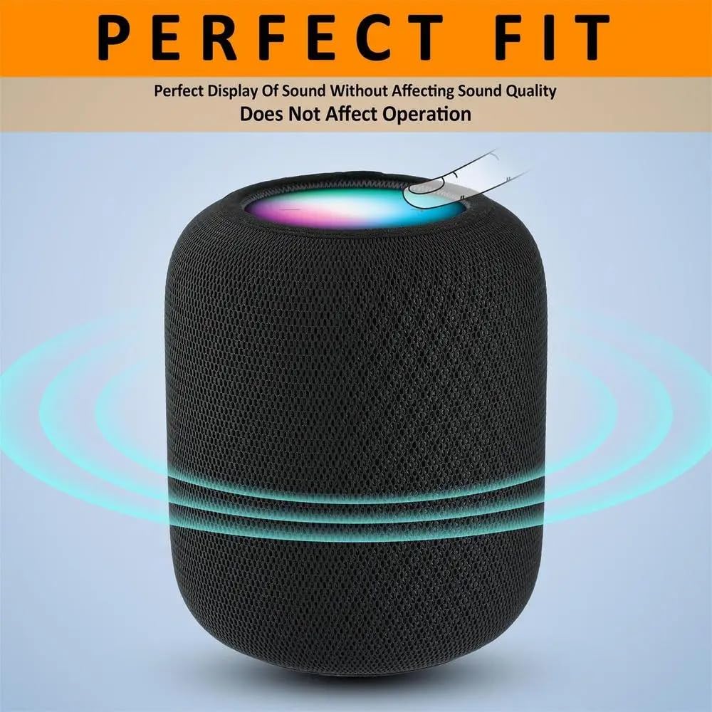 Dust Cover for Homepod 2,Mesh Speaker Cloth with Charging Hole,Protective Skin Sleeve for Smart Mini Audio,Speaker Storage Bag Accessories (Black)